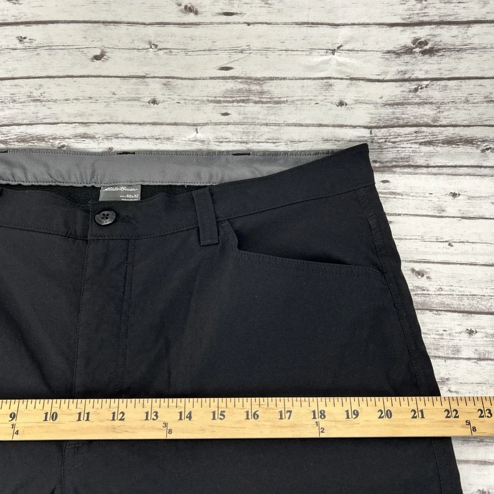 Eddie Bauer Fleece Lined Tech Pant Men's 40x31 Black Straight Side Zip Pocket